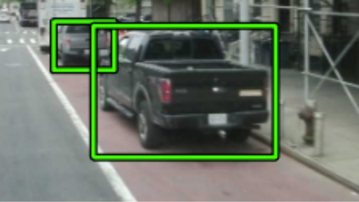 Vision AI identifying a vehicle parked in a bus lane