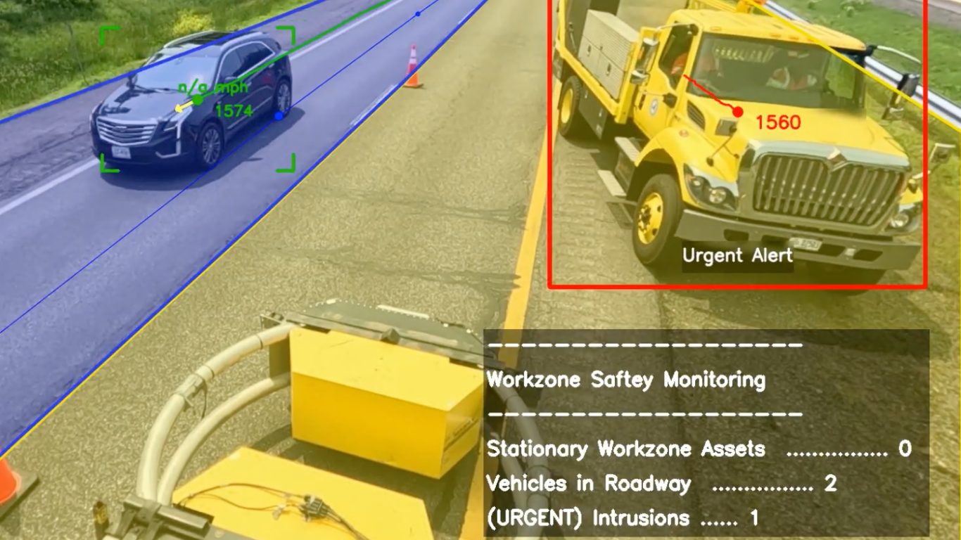Road work zone monitored by Vision AI