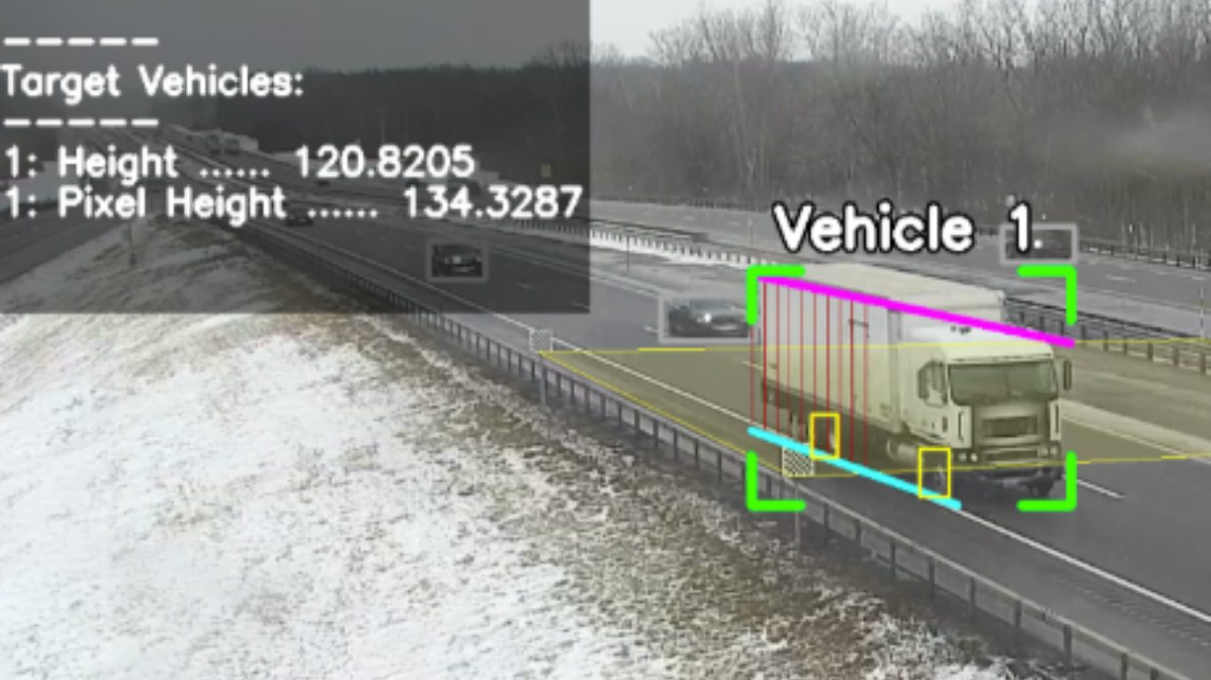 Vision AI detecting an over-height truck approaching a bridge