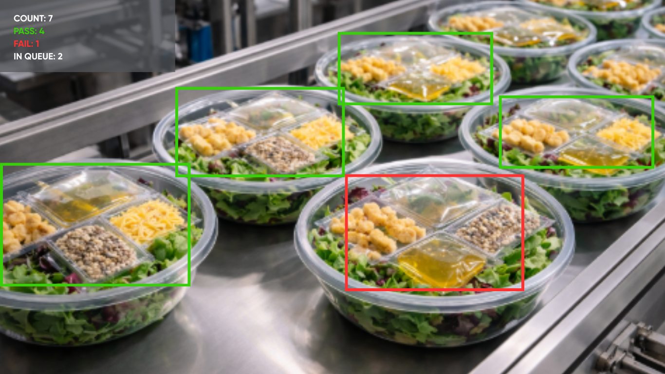 Vision AI verifying ready-to-eat meal assembly
