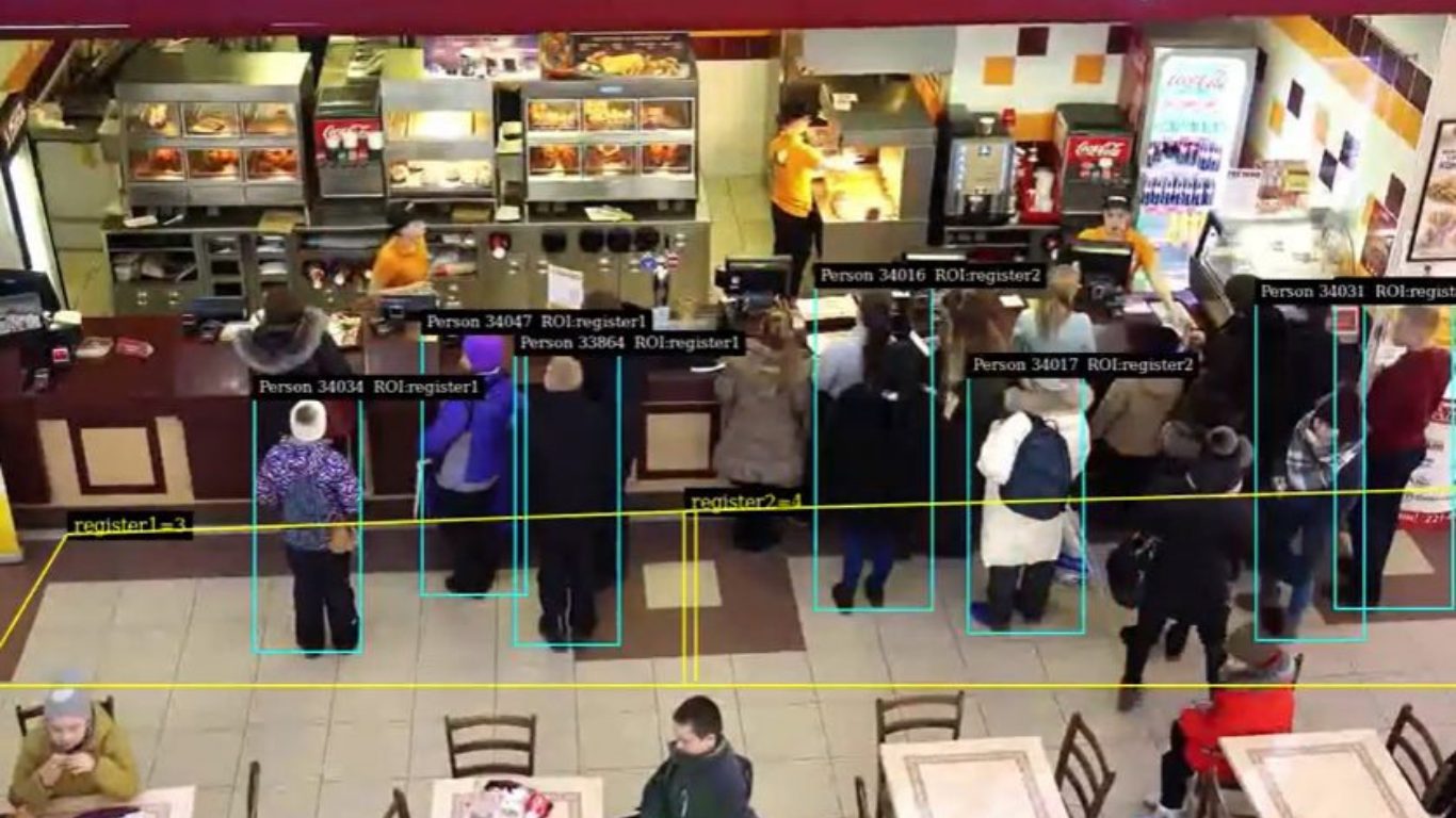 Vision AI counting customer traffic flow in a quick service restaurant