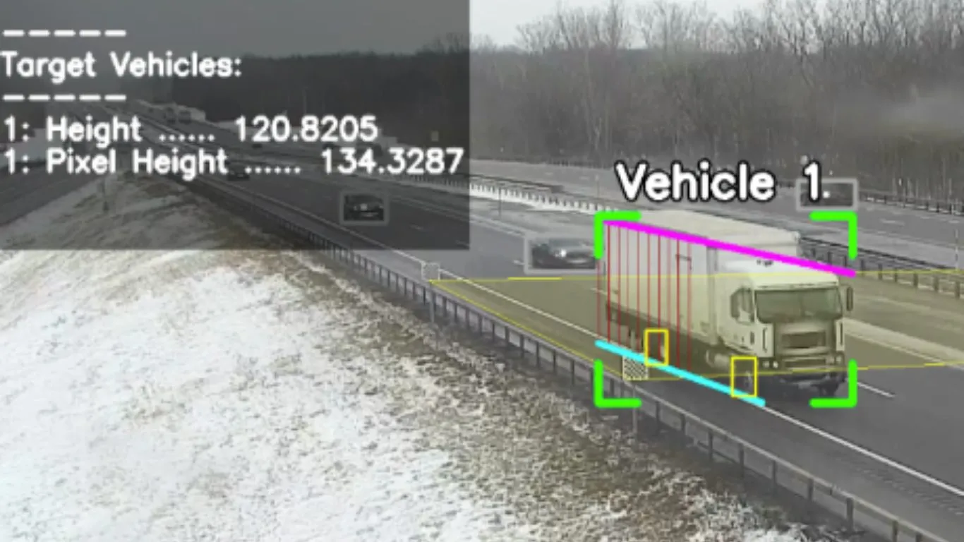 ClearVision measuring a truck’s height as it approaches a bridge