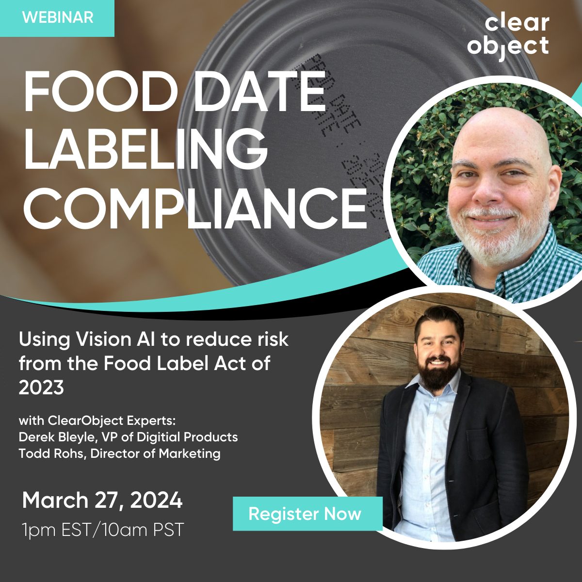 Invitation to the Food Date Label webinar March 27th.