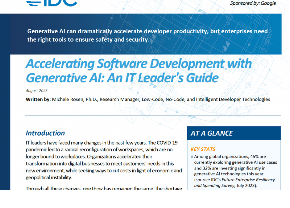 Accelerating Software Development with GenAI: IDC Technology Assessment Guide