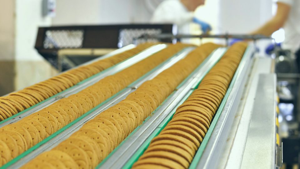 cookies on an assembly line